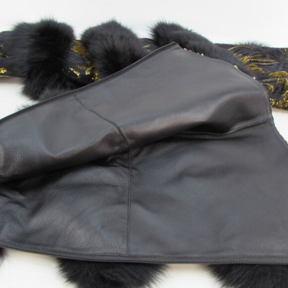 Jennifer Le BLK GLD X (RUNWAY) Thigh Boots RETAILS $1,150 REAL LEATHER & FOX FUR - Picture 4 of 10